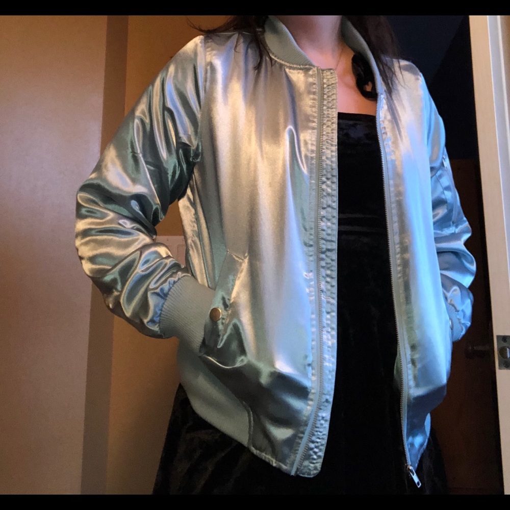 forever 21 metallic light blue jacket